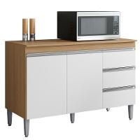 Balcão Pia Andréia 120cm Amêndoa-branco Com Tampo Mdp - Ajl Móveis Amêndoa-branco - 1