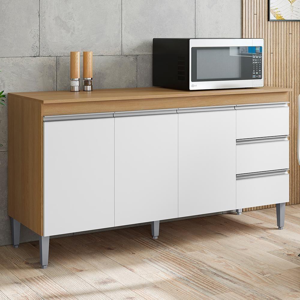 Balcão Pia Andréia 150cm Amêndoa-branco Com Tampo Mdp - Ajl Móveis Amêndoa-branco - 2