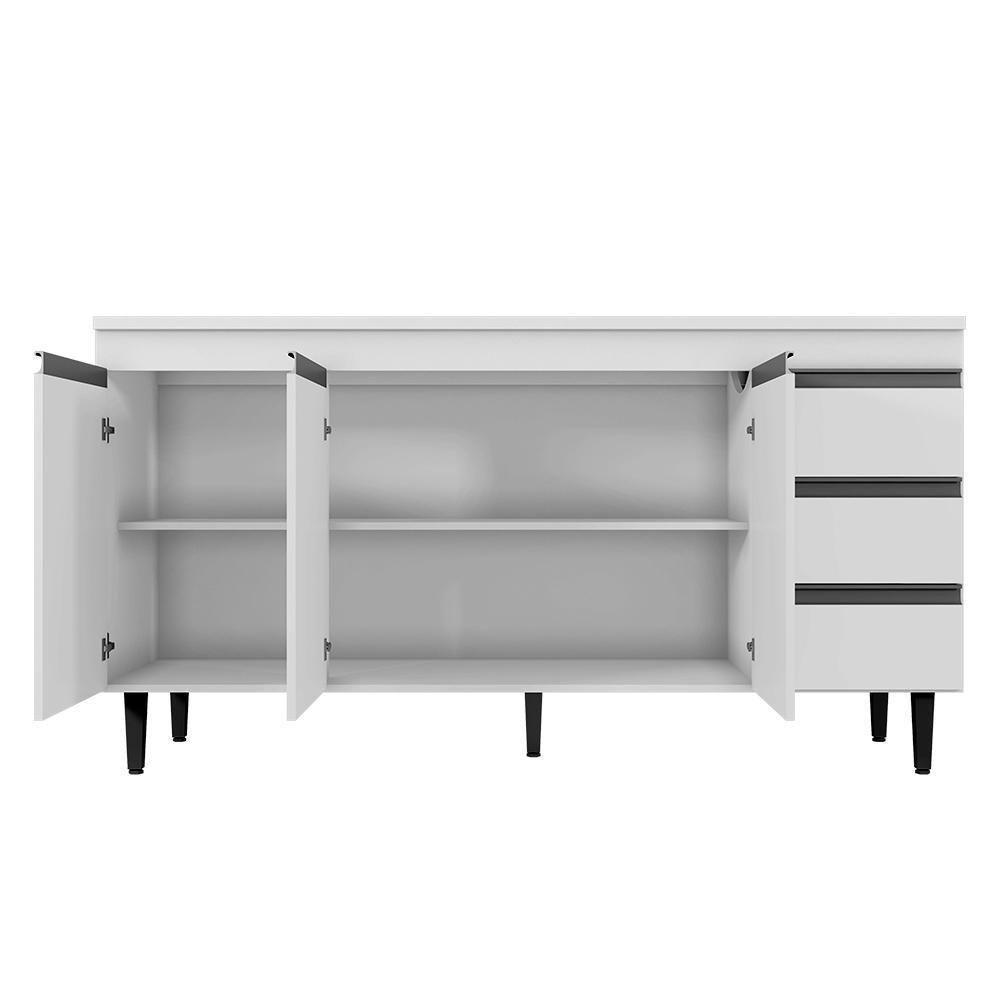 Balcão Pia Andréia 150cm Amêndoa-branco Com Tampo Mdp - Ajl Móveis Amêndoa-branco - 3