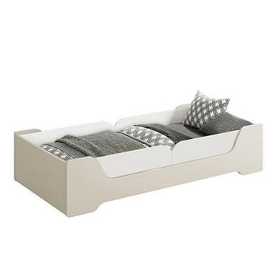 Cama Evolutiva Zaki Areia Fosco Com 2 Kits Proteção Lateral Lisa E Colchão D33 - Reller Móveis Areia Fosco