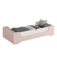 Cama Evolutiva Zaki Rosa Fosco, Proteção Lateral Lisa E Colchão D33 - Reller Móveis Rosa Fosco - 1