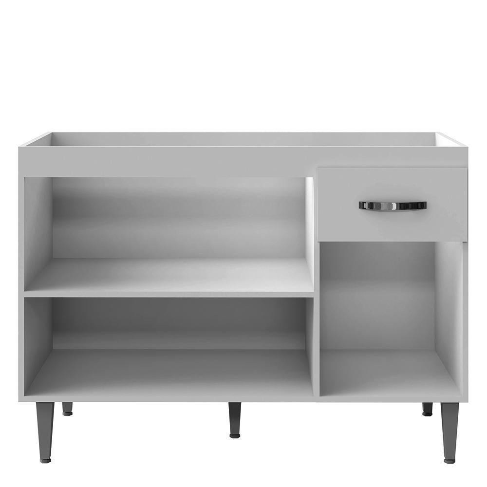 Balcão Pia Gabriela 120cm Amêndoa-branco Com Tampo Mdp - Ajl Móveis Amêndoa-branco - 3