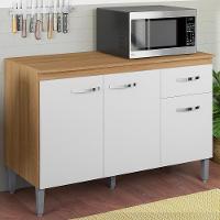 Balcão Pia Gabriela 120cm Amêndoa-branco Com Tampo Mdp - Ajl Móveis Amêndoa-branco - 2