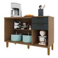 Balcão De Cozinha Toronto 120cm 3 Portas E 2 Gavetas Freijó-chumbo Com Tampo Mdp - Indékes Freijó-chumbo - 2