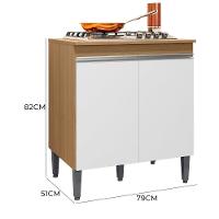 Balcão Cooktop Andréia 79cm Com 2 Portas Amêndoa-branco - Ajl Móveis Amêndoa-branco - 4