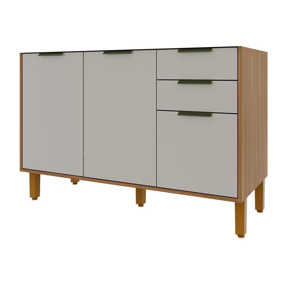 Balcão De Cozinha Toronto 120cm 3 Portas E 2 Gavetas Freijó-off White Sem Tampo - Indékes Freijó-off White - 1