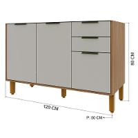 Balcão De Cozinha Toronto 120cm 3 Portas E 2 Gavetas Freijó-off White Sem Tampo - Indékes Freijó-off White - 3