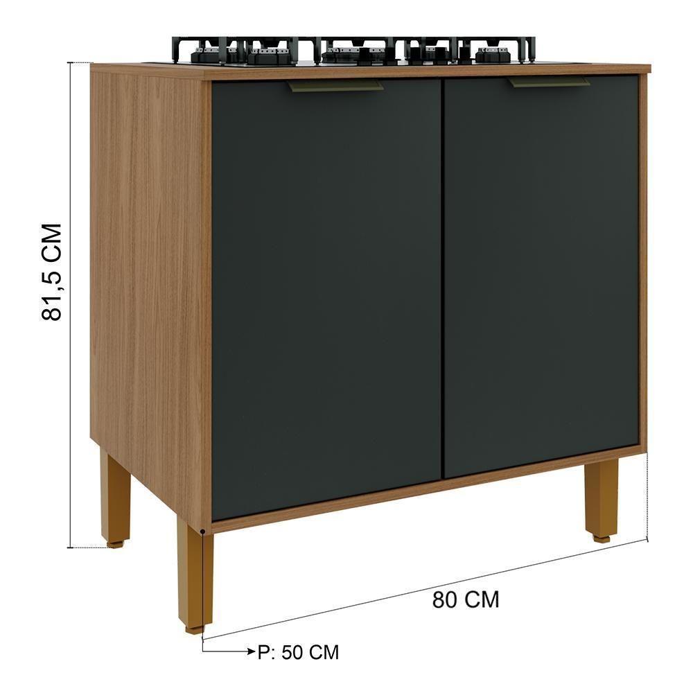 Balcão Para Cooktop Toronto 80cm 2 Portas Freijó-chumbo Com Tampo Mdp - Indékes Freijó-chumbo - 4
