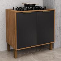 Balcão Para Cooktop Toronto 80cm 2 Portas Freijó-chumbo Com Tampo Mdp - Indékes Freijó-chumbo - 2