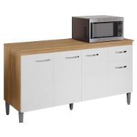 Balcão Pia Gabriela 150cm Amêndoa-branco Com Tampo Mdp - Ajl Móveis Amêndoa-branco - 1