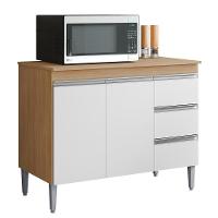 Balcão Pia Andréia 100cm Amêndoa-branco Com Tampo Mdp - Ajl Móveis Amêndoa-branco - 1