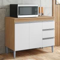 Balcão Pia Andréia 100cm Amêndoa-branco Com Tampo Mdp - Ajl Móveis Amêndoa-branco - 2