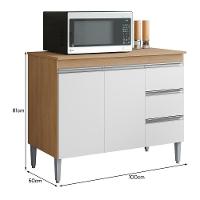 Balcão Pia Andréia 100cm Amêndoa-branco Com Tampo Mdp - Ajl Móveis Amêndoa-branco - 4