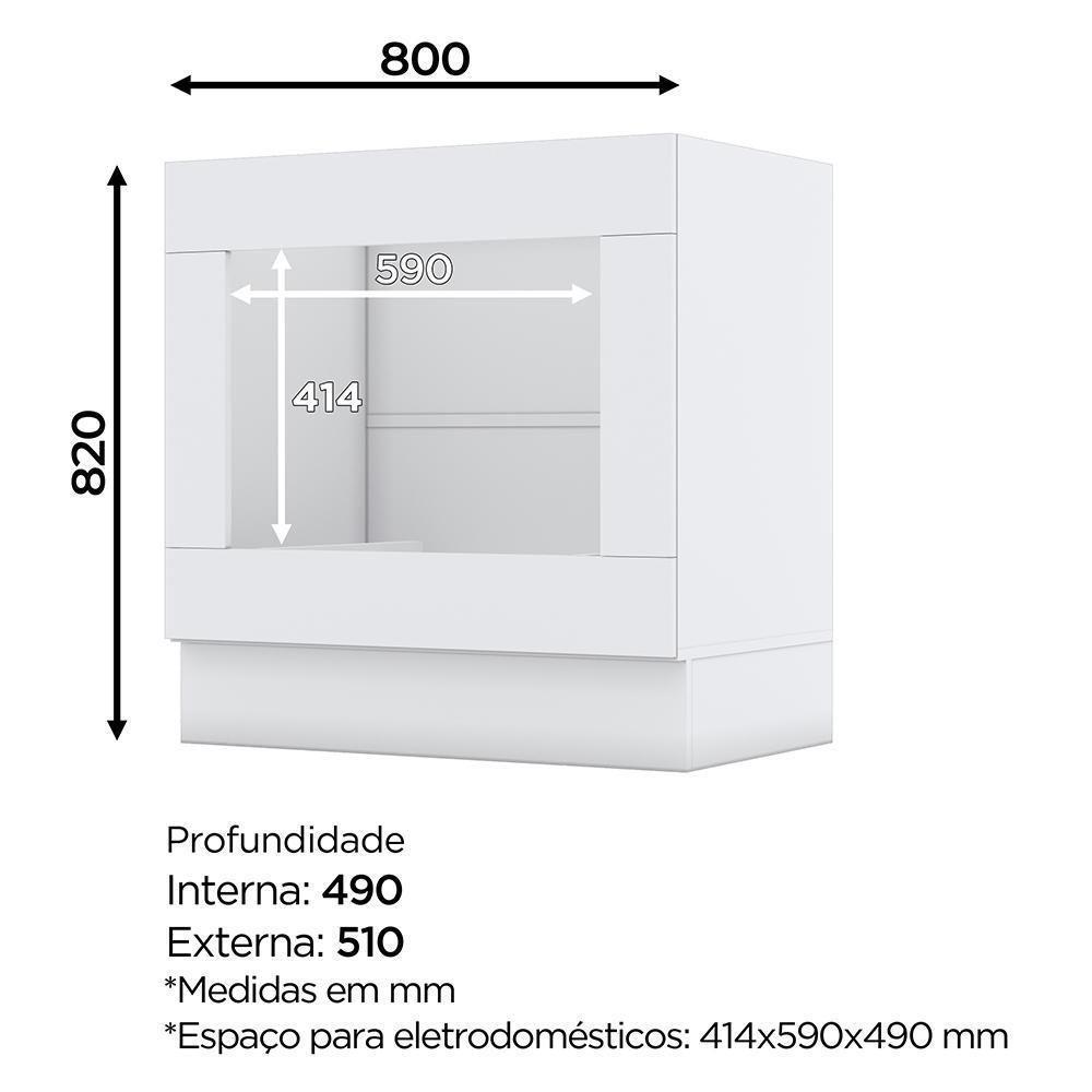 Balcão Forno De Embutir 80cm Americana Branco Com Tampo Cooktop Nature - Móveis Henn Branco-nature - 2