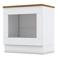 Balcão Forno De Embutir 80cm Americana Branco Com Tampo Cooktop Nature - Móveis Henn Branco-nature - 1