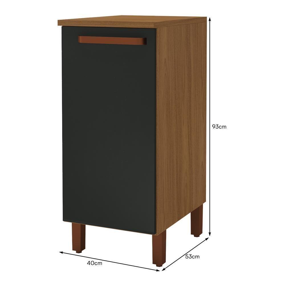 Balcão De Cozinha Monza 40cm Freijó-chumbo Com Tampo Mdf - Indékes Freijó-chumbo - 3