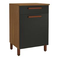 Balcão De Cozinha Monza 60,7cm Freijó-chumbo Com Tampo Mdf - Indékes Freijó-chumbo - 1