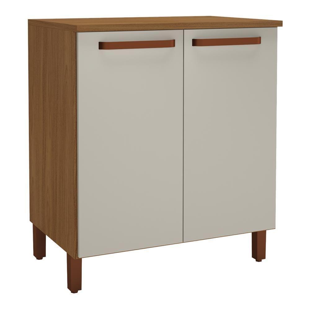 Balcão De Cozinha Monza 80cm Freijó-off White Com Tampo Mdf - Indékes Freijó-off White - 1