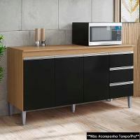 Balcão De Cozinha Para Pia 160cm 3 Gavetas Andréia Amêndoa-preto - Ajl Móveis - 2