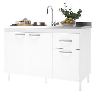Balcão De Cozinha Pop 120cm 3 Portas E 1 Gaveta Branco Sem Tampo - Indékes Branco