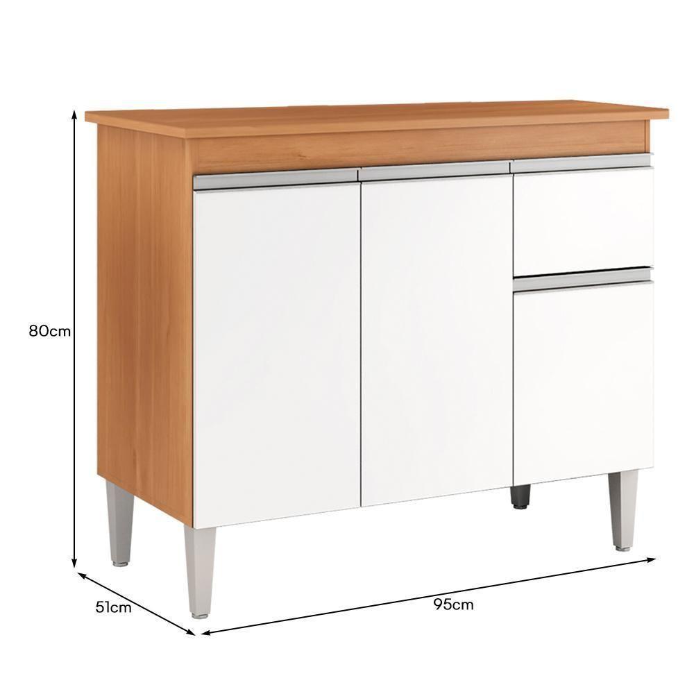 Balcão De Cozinha Tatiane 95cm Amêndoa-branco Com Tampo Mdp - Ajl Móveis Amêndoa-branco - 4