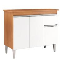 Balcão De Cozinha Tatiane 95cm Amêndoa-branco Com Tampo Mdp - Ajl Móveis Amêndoa-branco - 1