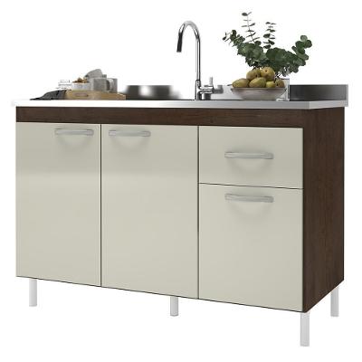 Balcão De Cozinha Pop 120cm 3 Portas E 1 Gaveta Noce-off White Sem Tampo - Indékes Noce-off White