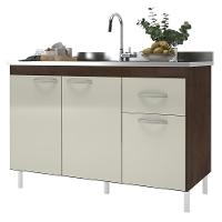 Balcão De Cozinha Pop 120cm 3 Portas E 1 Gaveta Noce-off White Sem Tampo - Indékes Noce-off White - 1