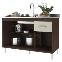 Balcão De Cozinha Pop 120cm 3 Portas E 1 Gaveta Noce-off White Sem Tampo - Indékes Noce-off White - 3