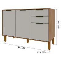 Balcão De Cozinha Toronto 120cm 3 Portas E 2 Gavetas Freijó-off White Com Tampo Mdp - Indékes Freijó-off White - 3