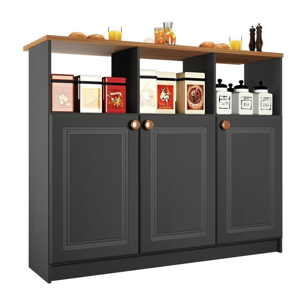 Bancada Ilha Mesa Firenze 120cm 3 Portas Chumbo - Indékes Chumbo - 1