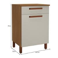 Balcão De Cozinha Monza 60,7cm Freijó-off White Com Tampo Mdf - Indékes Freijó-off White - 3