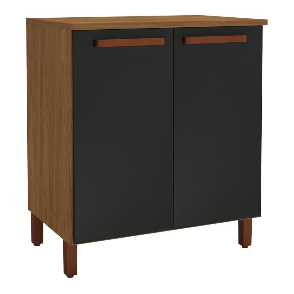 Balcão De Cozinha Monza 80cm Freijó-chumbo Com Tampo Mdf - Indékes Freijó-chumbo - 1