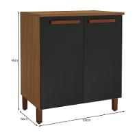 Balcão De Cozinha Monza 80cm Freijó-chumbo Com Tampo Mdf - Indékes Freijó-chumbo - 3