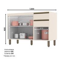 Balcão Pia 2 Gavetas 3 Portas Off White-duna Com Tampo Connect - Móveis Henn Off White - 3