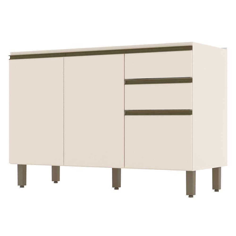 Balcão Pia 2 Gavetas 3 Portas Sem Tampo Connect Off White - Móveis Henn Off White - 1