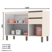 Balcão Pia 2 Gavetas 3 Portas Sem Tampo Connect Off White - Móveis Henn Off White - 4