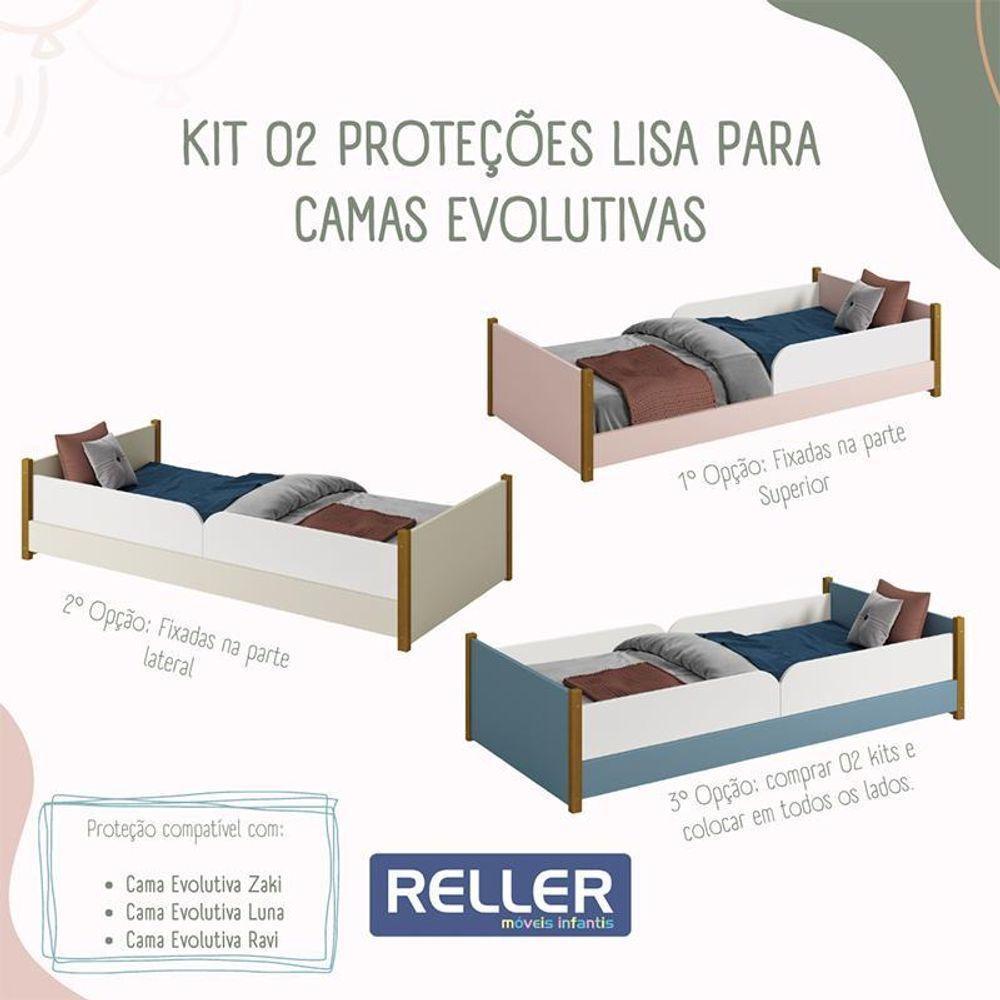 Cama Evolutiva Ravi Areia Pés Amadeirado, 2 Kits Proteção Lateral Lisa E Colchão D33 - Reller Móveis Areia Fosco - 5
