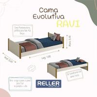 Cama Evolutiva Ravi Branco Com Pés Amadeirado, Proteção Lateral Lisa E Colchão D20 - Reller Móveis Branco Fosco - 3