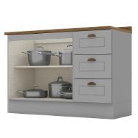 Balcão Pia 2 Portas E 3 Gavetas 120cm Americana Cinza Com Tampo Nature - Móveis Henn Cinza-nature - 2