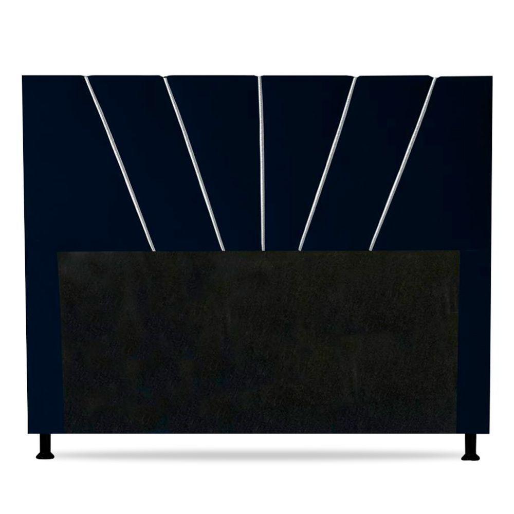 Cabeceira Cama Box Casal Dallas 140cm Veludo Azul Marinho - 1