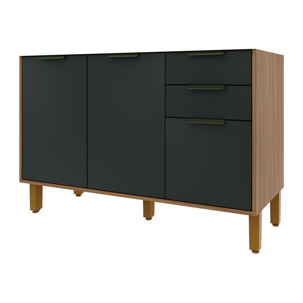 Balcão De Cozinha Toronto 120cm 3 Portas E 2 Gavetas Freijó-chumbo Sem Tampo - Indékes Freijó-chumbo - 1