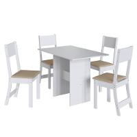 Mesa De Jantar Karla 108x68 Com Tampo Em Mdp E 4 Cadeiras Branco-bege - Indekés Branco-bege - 1