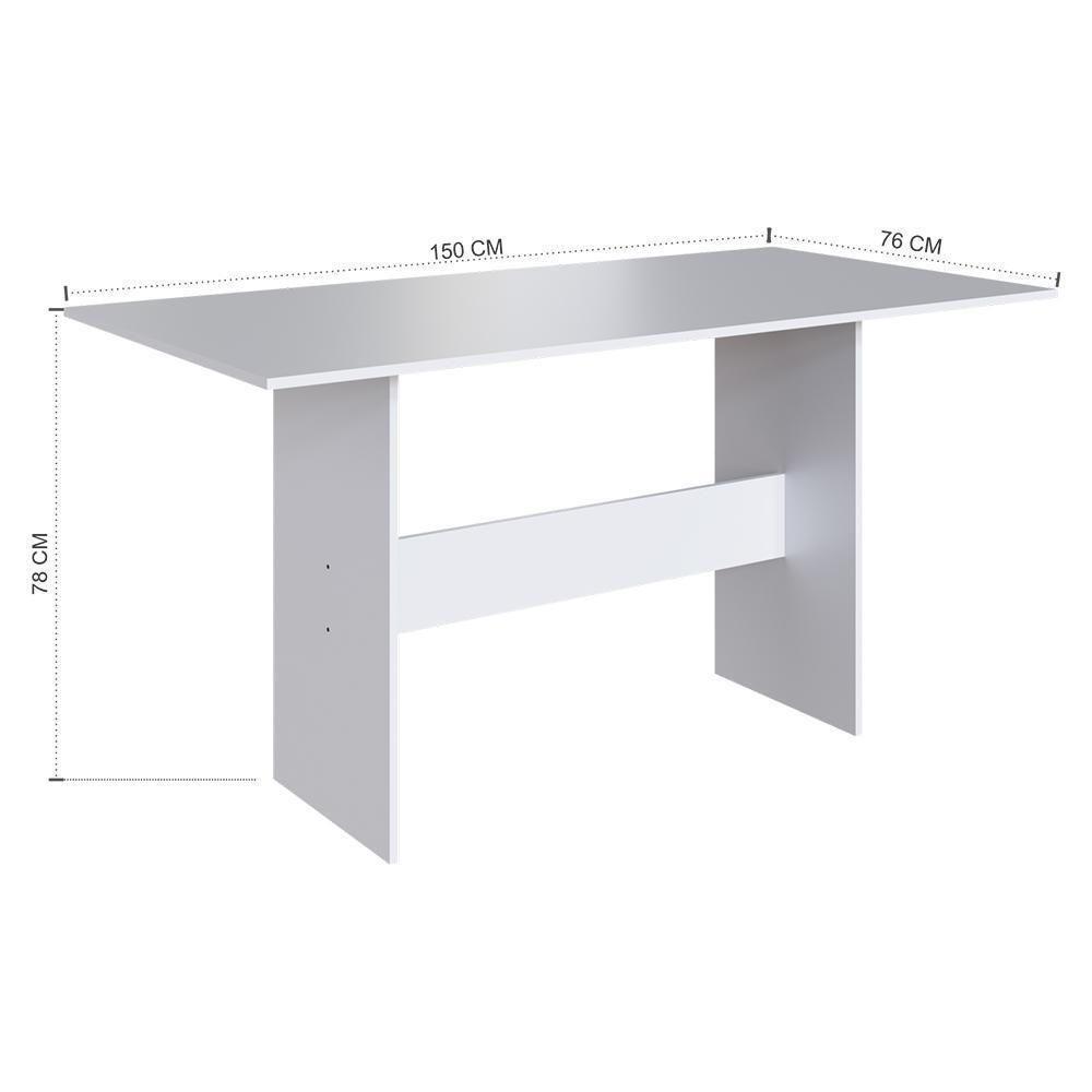 Mesa De Jantar Karla 150x76 Com Tampo Em Mdp E 6 Cadeiras Branco-bege - Indekés Branco-bege - 3