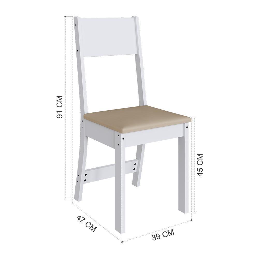 Mesa De Jantar Karla 150x76 Com Tampo Em Mdp E 6 Cadeiras Branco-bege - Indekés Branco-bege - 4