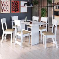 Mesa De Jantar Karla 150x76 Com Tampo Em Mdp E 6 Cadeiras Branco-bege - Indekés Branco-bege - 2