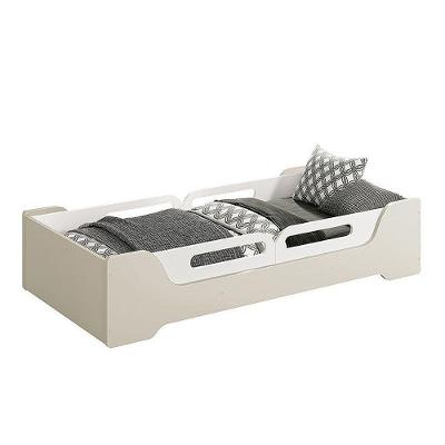 Cama Evolutiva Zaki Areia Fosco, 2 Kits Proteção Lateral Usinada E Colchão D33 - Reller Móveis Areia Fosco