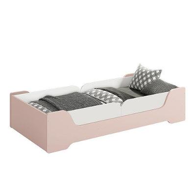 Cama Evolutiva Zaki Rosa Fosco, 2 Kits Proteção Lateral Lisa E Colchão D33 - Reller Móveis Rosa Fosco