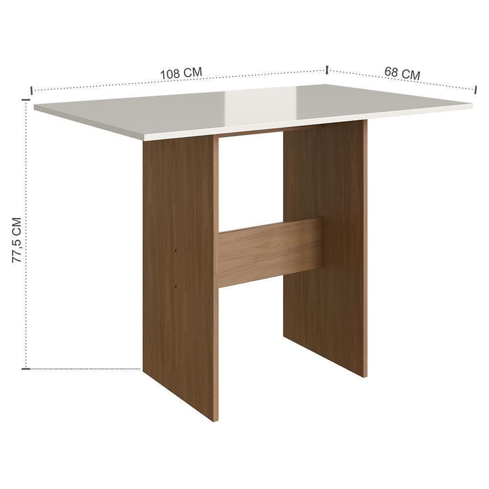 Mesa De Jantar Karla 108x68 Com Tampo Em Mdp E 4 Cadeiras Freijó-off White-cacau - Indekés Freijó-off White-cacau - 3