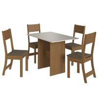 Mesa De Jantar Karla 108x68 Com Tampo Em Mdp E 4 Cadeiras Freijó-off White-cacau - Indekés Freijó-off White-cacau - 1